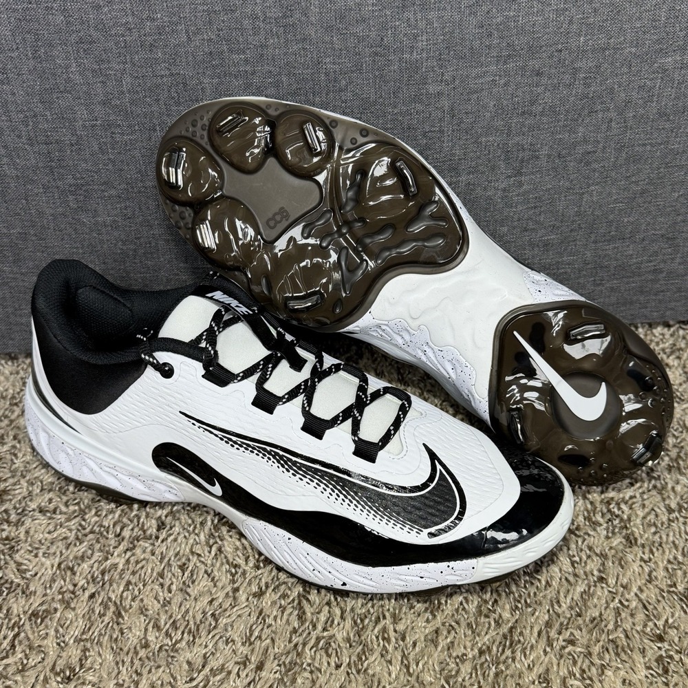 Nike Alpha Huarache Elite 4 Metal Baseball Cleats Men's Size 13 Low White Black